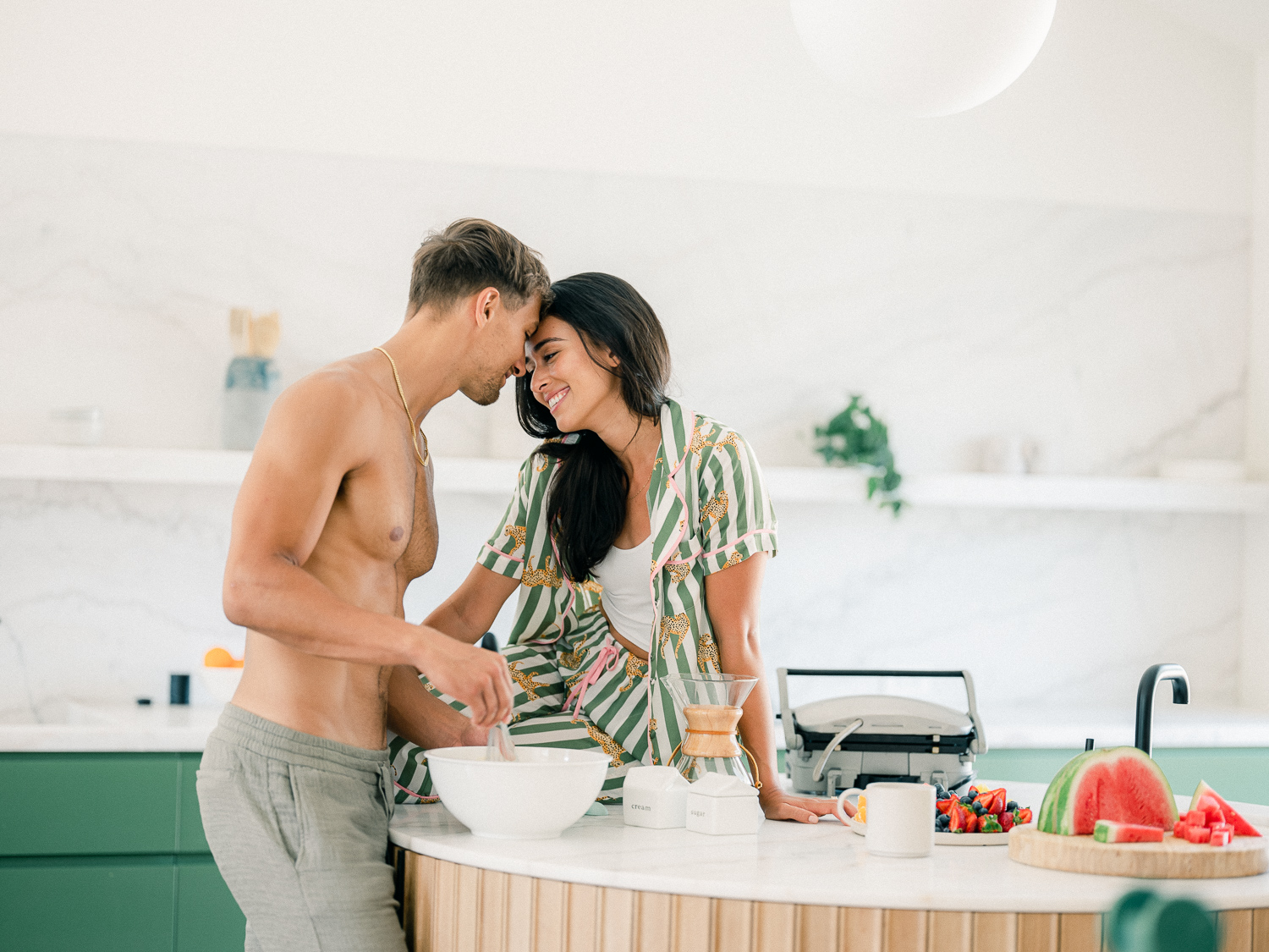 Los Angeles Engagement Photos and Video Couple in Kitchen